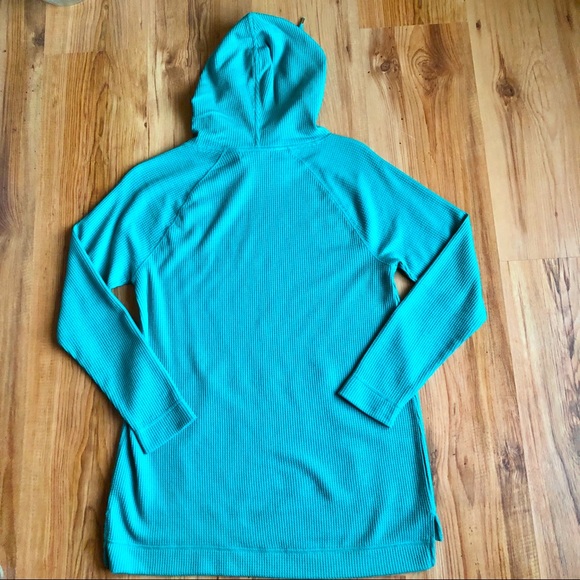 NEW CHAPS SPORT Solid Thermal Hoodie Sweatshirt Sweater Turquoise Small Women’s - Picture 2 of 13